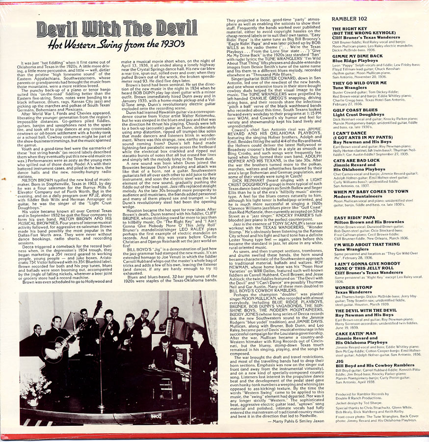 Devil With The Devil -Western Swing Various Artists / Rambler LP-102