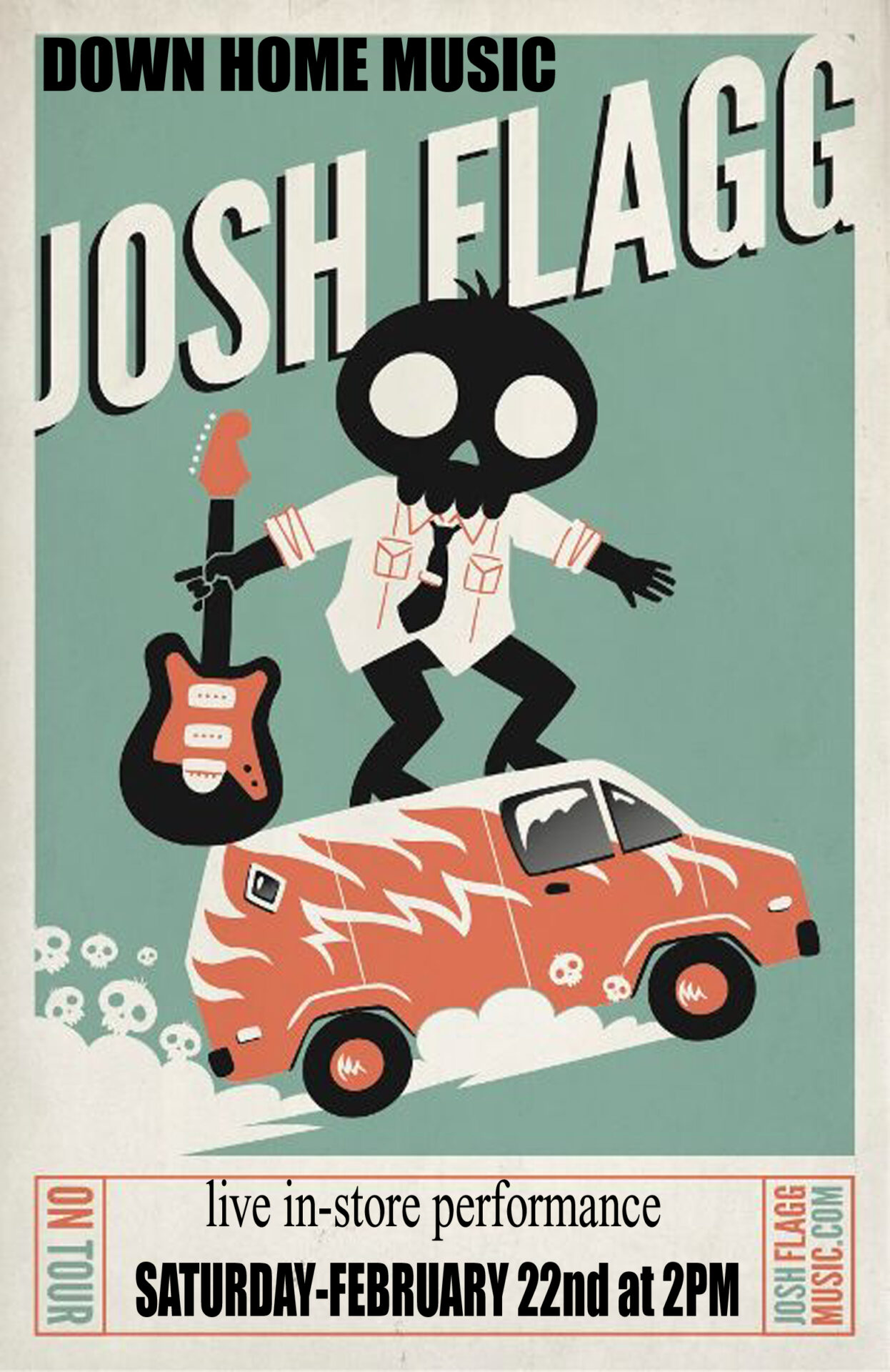 Free in-store performance Saturday, February 22 2PM by local artist Josh Flagg. Josh plays songs that feature jagged guitars counteracted by bright, soaring harmonies.